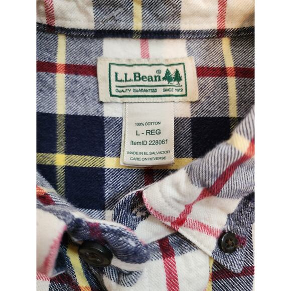 LL Bean Men's Large Plaid Long Sleeve Light Flannel Shirt - Picture 3 of 6